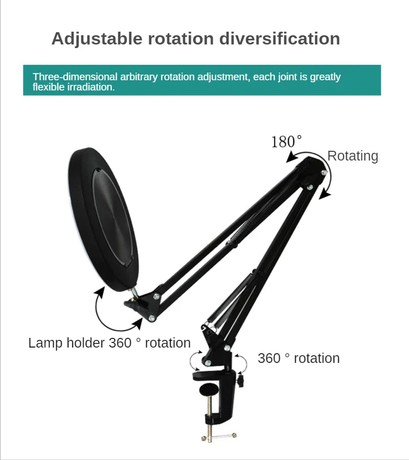 2021 NEW 200MM Diam 120 LED 8X Magnifying Glass for Reading Soldering station phone with LED light stand Illuminated magnifier