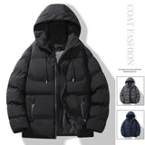 UETEEY Winter Windproof Warm Men Down Jacket Thicken Outdoor Solid Casual Loose Parkas Life Hooded Windbreaker Street Coat Male