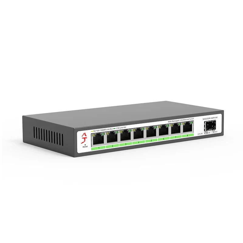 2.5g Switch 100/1000/2500Mbps RJ45 8 Ports 10Gbps SFP+ Slot Simple L2 Managed Network Switch plug and play Hub Internet Splitter