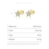 ANDYWEN 925 Sterling Silver 6mm 8mm Proud Queen Flash Baby Angel Piercing Screw Pendientes Stud Earring Women Clips