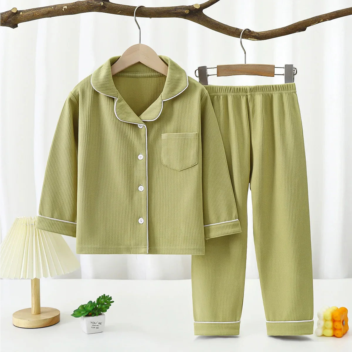 2023 Autumn Winter Children Pajama Sets Solid Color Sleepwear for Kids 1-16years Teen Pijamas Boys Girls Loungewear Baby Clothes