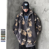 SEVEYFAN Men's Jacket Hip Hop Jackets Tie Dye New Casual Lamb Wool Parka Furry Coat Men Clothing Warm   Streetwear Coat