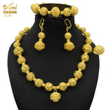 ANIID Africa Luxury Round Ball Jewelry Sets For Lady Bridal Party 24k Gold Color Necklace Set Indian Nigerian Wedding Gifts New