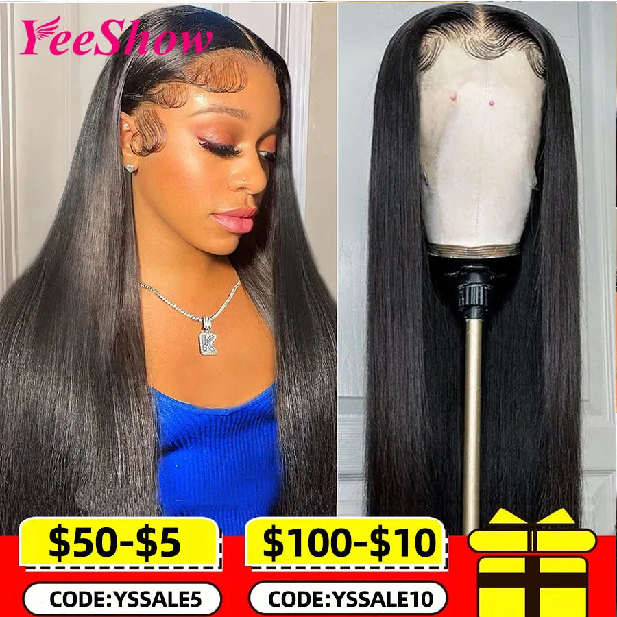 Straight Lace Front Wigs 13x6 HD Transparent Lace Frontal Wig Pre Plucked Remy 13x4 Brazilian Straight Human Hair Wigs For Women