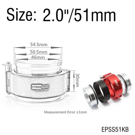 EPMAN HD Clamp System Assembly Exhaust V-band Clamp Quick Release For 2.0"/2.5"/2.75"/3.0" OD Exhaust / Intercooler Pip/Turbo