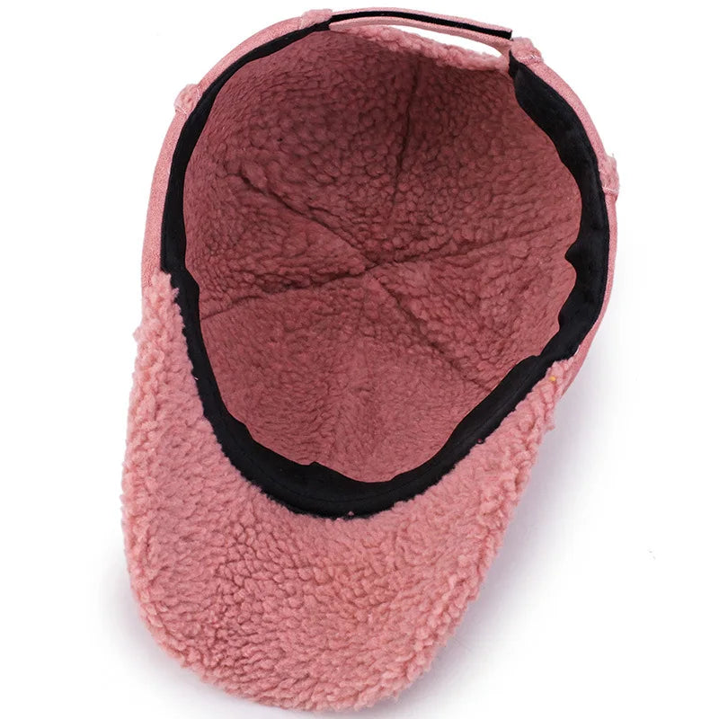 Dusty Pink Women Winter Hat Fleece Lined Faux Suede Baseball Cap Grey Lt.brown Men Cap