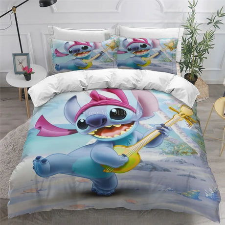 Cute 3d Stitch Printed Bedding Set Children Disney Cartoon Duvet Cover Pillowcases Twin Full Queen King Comforter Cover Set Gift