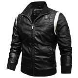 Leather Jacket Men Fashion Stand Collar Windbreaker Motorcycle Biker PU Leather Coats High Quality Luxury Scorpion Mens Clothing