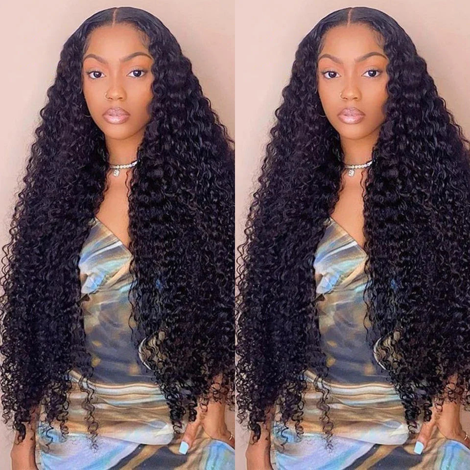 13x4 HD Transparent Lace Front Human Hair Wigs Deep Wave Lace Frontal Wig For Women Pre Plucked Brazilian 4x4 Closure Lace Wigs