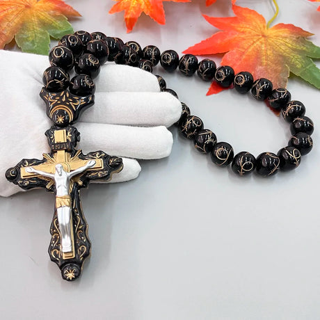 GS111 Cross Holy Image Resin Paintings Fine Beads Decoration Religious Redemption Belief 3D Stereo Car Pendants NecklaceOrnament