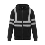 Men Reflective Strip Hoodie Sweatshirt Long Sleeve Fitting Zipper Hooded Pullover For Men Spring Fall Casual Wear Sweatshirt