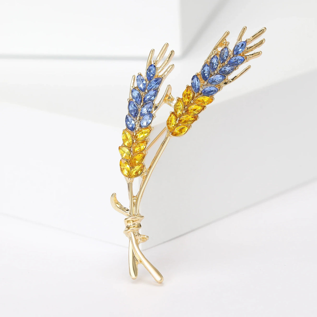 Beaut&Berry 10pcs Women Rhinestone Ear of Wheat Brooches Plant Pins 5-color Unisex Office Party Casual Accessories Gifts