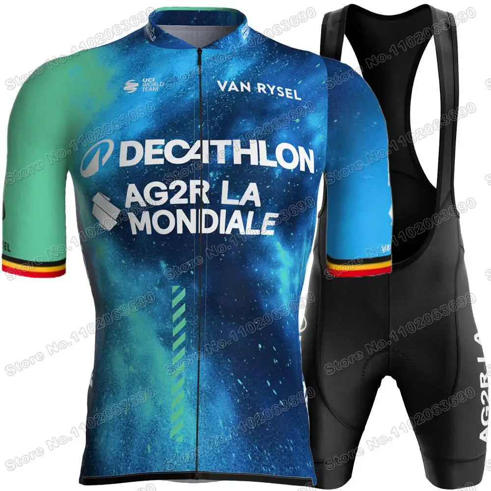 2024 AG2R Cycling Jersey Set Summer France Pro Team Cycling Clothing Men Road Bike Shirt Suit Bicycle Bib Shorts MTB Maillot