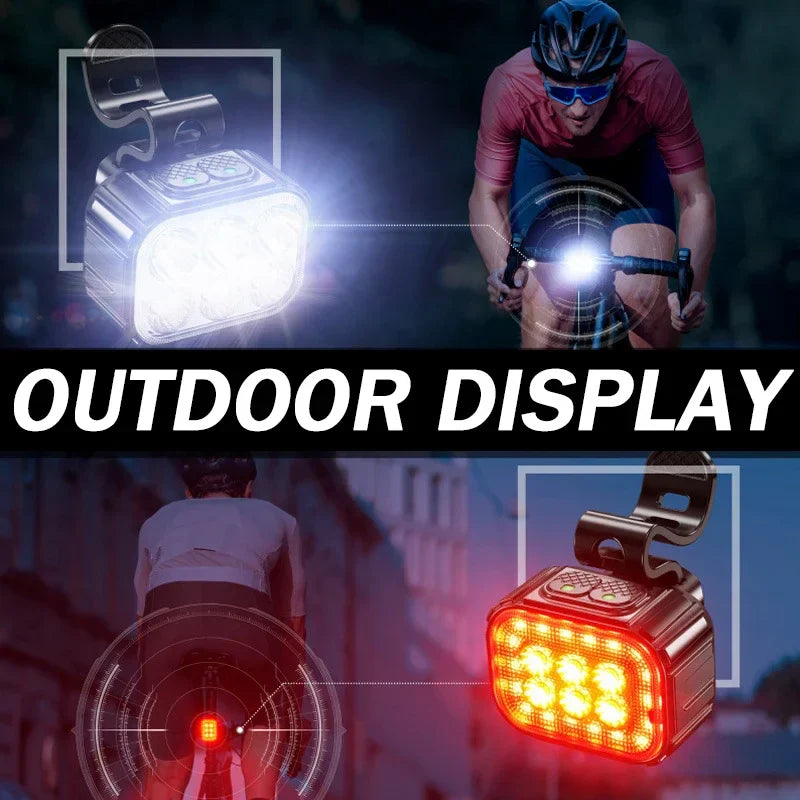 Q6 Bicycle Light Super Bright Cycling Lamp USB Rechargeable Mountain Road Bike Front and Rear Bike Lights Set Lantern Bike Parts