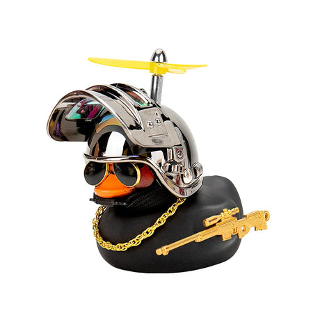 Broken Wind Rubber Duck With Helmet Pendant Duck Car Ornaments Decorations Helmet Duck Ducky Bicycle Wind Motor Accessories