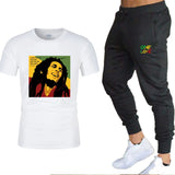 Ladies/Men's T-shirt Bob Marley Legend Reggae One Love Printed Sweatshirt Summer New Fashion Short Sleeve + Pants Suit Clothing