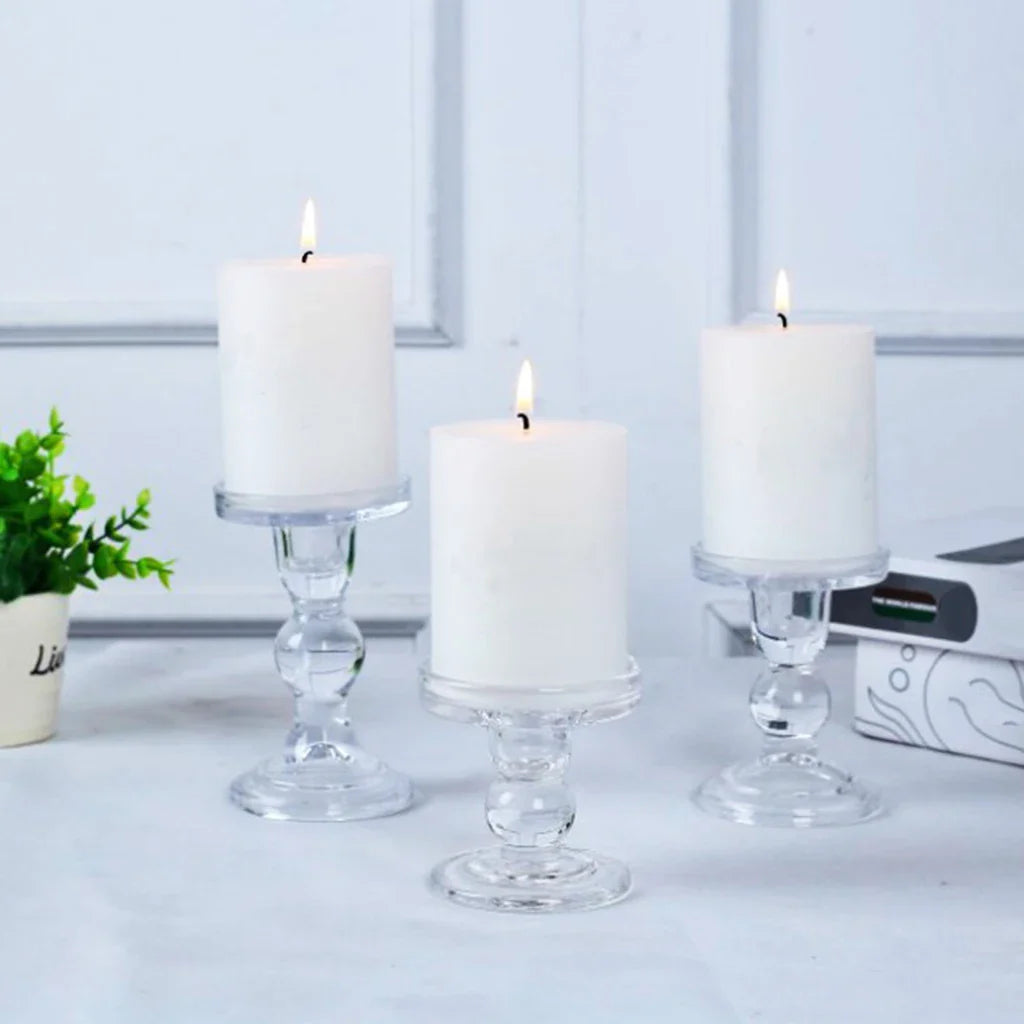 Transparent Glass Candle Holders Candlesticks for Home Office Decor Wedding