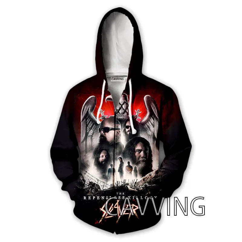 New Fashion 3D Print  SLAYER ROCK  Zipper Hoodies Zip Up Hooded Sweatshirts Harajuku Hoodie Hip Hop Sweatshirts