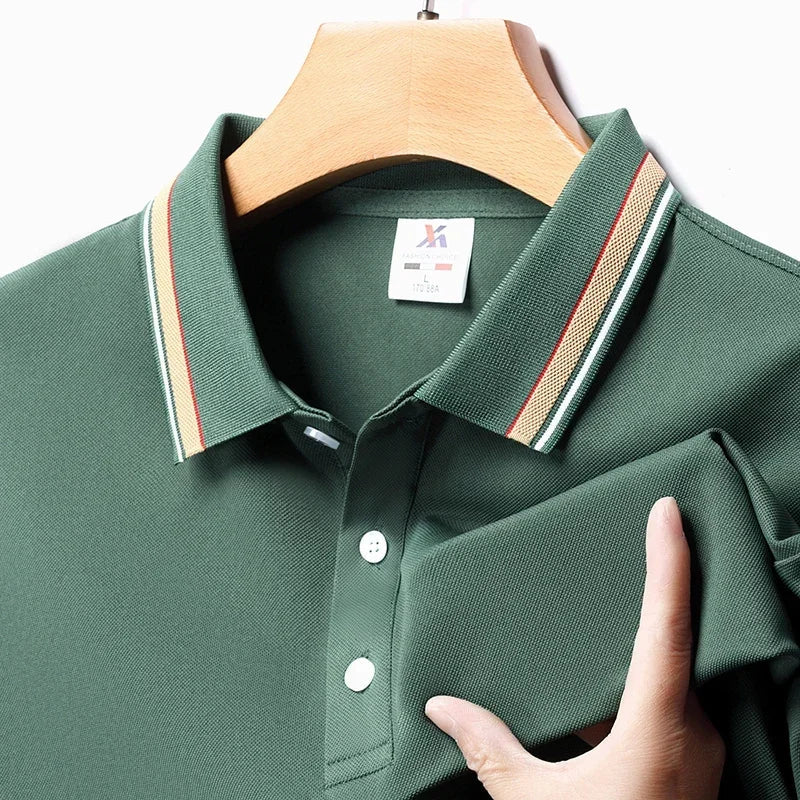 Men's New Summer Short Sleeved T-shirt Ice Silk Comfortable Quick Drying Breathable Versatile POLO Shirt Short Sleeved