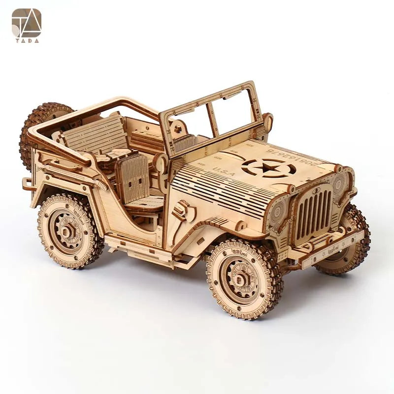 Tada 3D Wooden Puzzle Toys Movable Jeep Assembly Toy Gift For Children Adult Model Building Block Kits