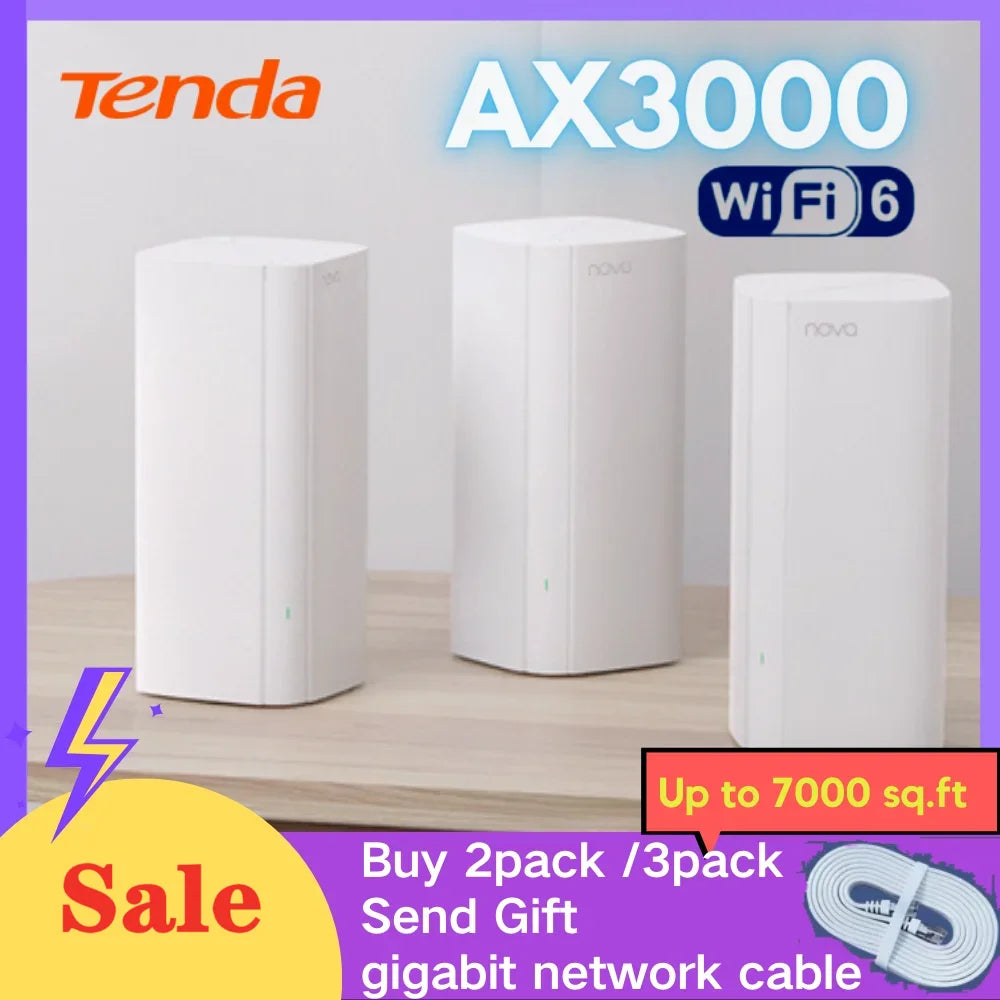 Tenda AX3000 WiFi6 Mesh System EX/MX12 Wireless Router Wi-Fi6 Mesh WiFi Router up to 7000 sq.ft. Wifi range extender WIFI 6 Mesh