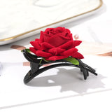 AWAYTR Flower Red Rose Claw Clip Girl Women Cute Popular Hair Catches Hairpin Korean Style Hair Accessories Wedding New Ponytai