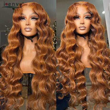 34'' Ginger Blonde Lace Front Wigs Pre Pluck Body Wave Colored Red 13X4 Hd Lace Frontal Human Hair Wigs Burgundy Lace Front Wigs