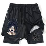 New Print Anime Shorts Men Women 2 in 1 Quick Dry Mesh Gym Shorts to Fitness Running Summer Black Performance Scanties