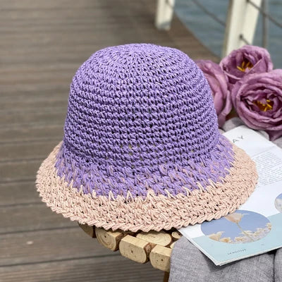 Gradient Straw Fisherman Hat Ladies Sweet Summer Sun Protection Simple Bucket Hat Temperament Elegant Wild Fashion Beach Sun Hat