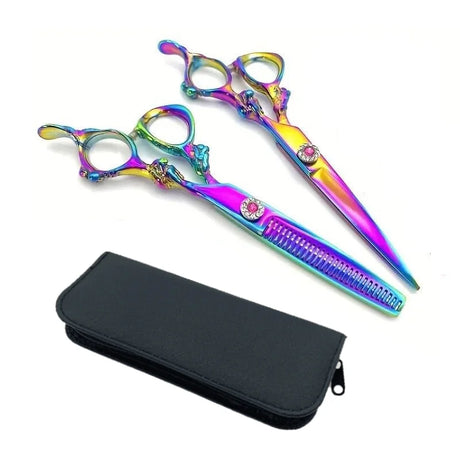 Colorful Hairdressing Scissors Set, Hair Cutting Scissors, Hair Thinning Shears, Hair Styling Comb, Haircut Accessories Tools, S