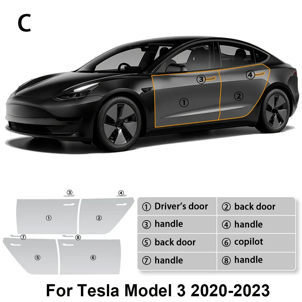 TOPEISHUNG For Tesla Model Y 3 Car Sticker 2020-2024 Paint Protection Film Clear Bra PPF Anti Scratch PreCut Car Body Film Cover