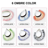 Ombre White Green Blue Purple Color Eyelash Extension Individual Faux Mink Ombre False Colored Lashes Extension Makeup Tool