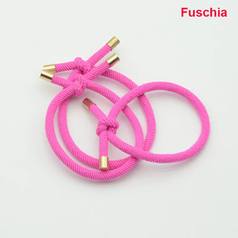 30PCS 5mm Twilled Cords Knotted Elastic Hair Bands Golden Caps Hair Ties for Girls Elasticity Ponytail Holders Hair Scrunchies