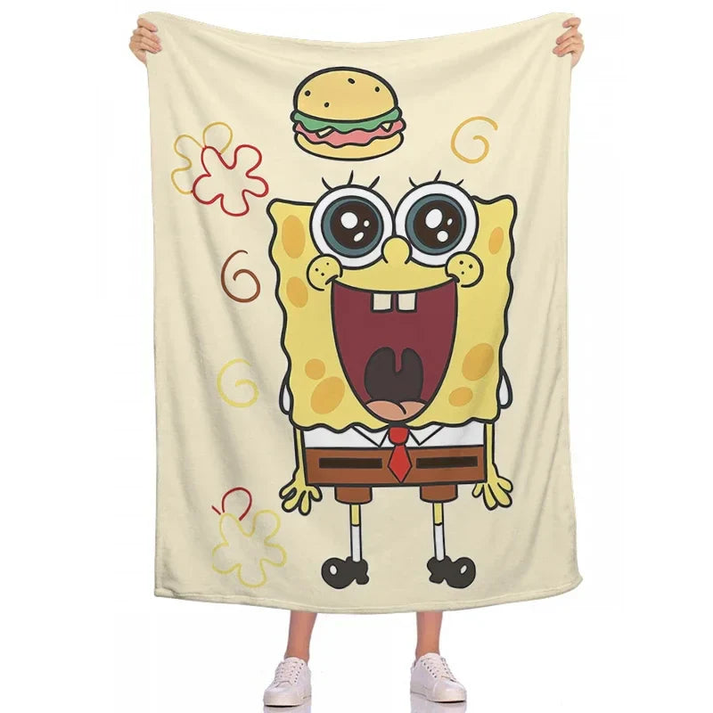 Fluffy Blankets Children Room S-Spongebobs Picnic Nap Sleep Camp Sofa Bedspread Baby Soft Blanket Flannel Wedding Birthday Gift