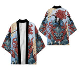 Black Kimono Cardigan Women Men Japanese Obi Male Yukata Men's Haori Chinese Dragon Print Coat Traditional Japan Clothing