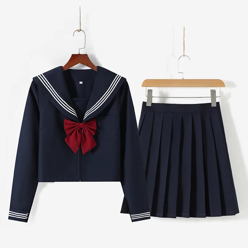 White Schoolgirl Uniform Japanese Class Navy Sailor School Uniforms Students Clothes For Girls Anime COS Sailor JK Navy Suit