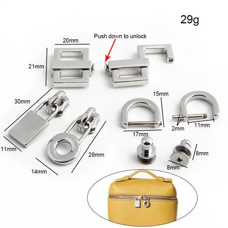 New Rectangle Eyelets Hanger Metal Lock for Bag Hardware Wholesale Fashion a Set of Locks Fitting Woman Handbag Bag Accessories