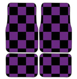 Checkerboard Car Mats Auto Parts Rubber Floor Mats Custom 4PCS Car interior graphic print checkered square feet