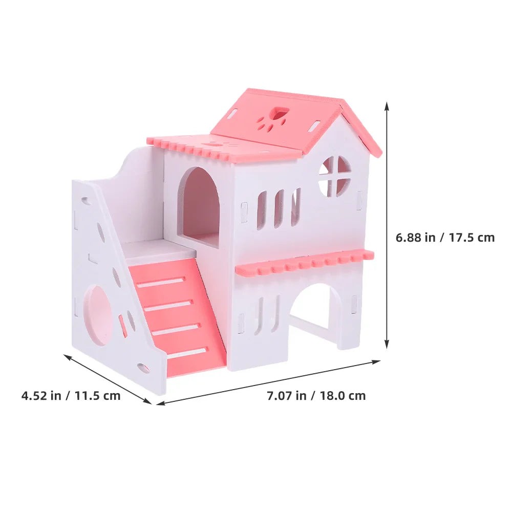 2 Pcs Hamster Double-Deck Villa Small House Rat Cage Accessories Hideout Wear-resistant Pvc Toys Supplies