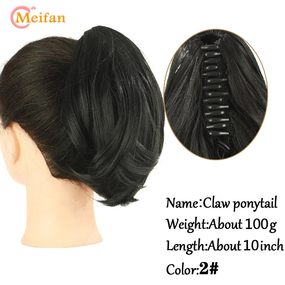 MEIFAN Long Synthetic Wavy Clip in Hair Ponytail Hair Wigs Extensions Style Claw Pony Tail Hairpiece for Women Cosplay Party