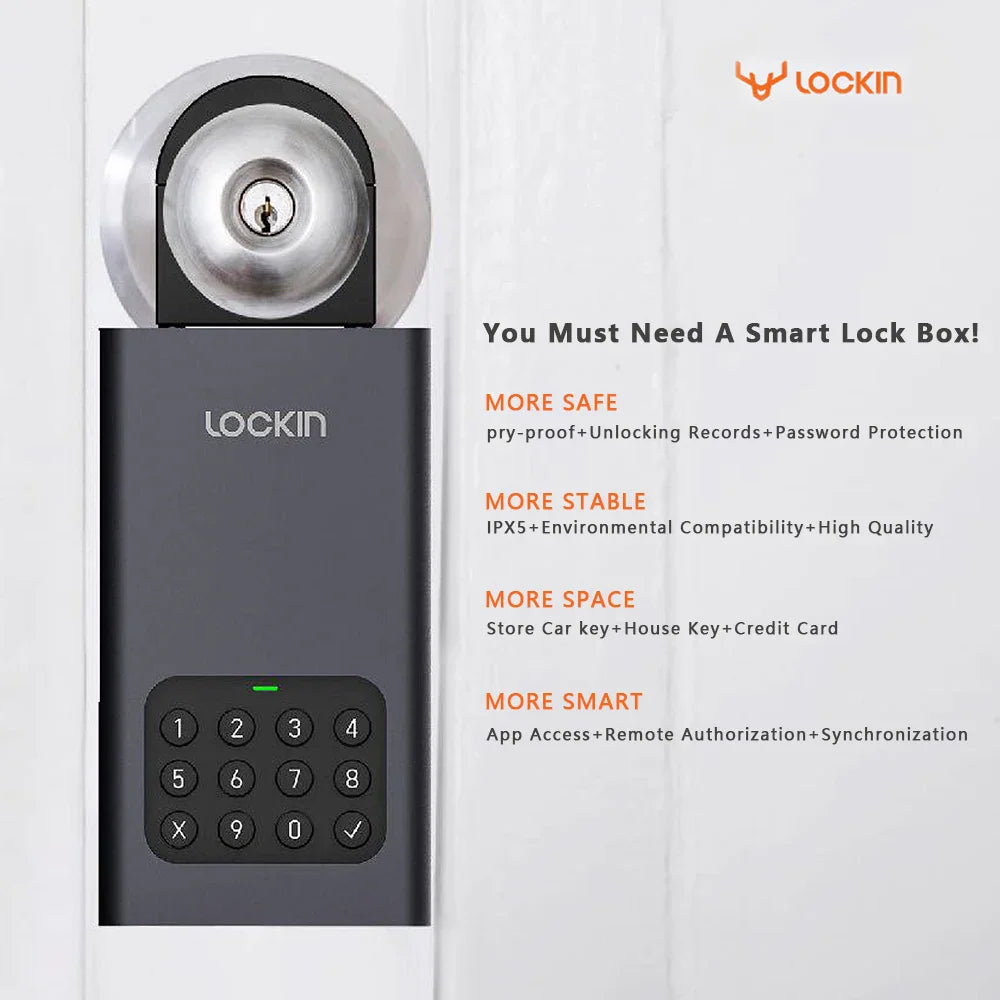 Lockin Tuya Smart Key Storage Lock Box IPX5 Waterproof Dynamic Password Key Safes Alloy BOX Bluetooth Remote Control Safe Box