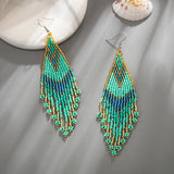 Europe and America Bohemia Women's Jewelry Accessories Geometric Colorful Handmade Beads Long Tassel Beaded Weave Boho Earrings