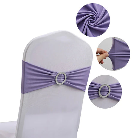 20 Pieces Polyester Spandex Chair Sashes Bands Stretch Chair Ties Bows with Buckle Slider for Wedding Banquet Party Decoration