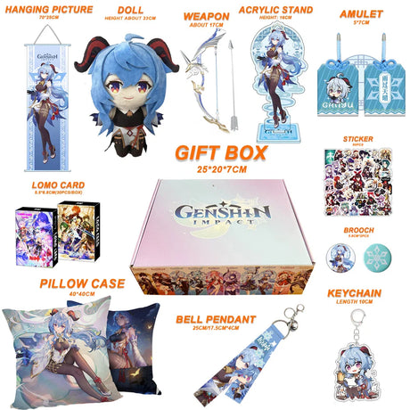 Genshin Impact Xianyun Navia Fontaine Furina Neuvillette Wriothesley Focalors Baizhu Kaveh Gift Box Include Keychain Doll Pillow