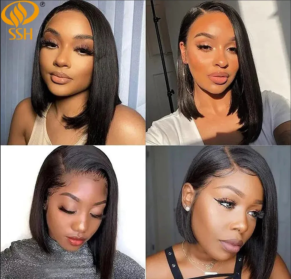 Wear go glueless Bob Wig Lace Front Human Hair Wigs Brazilian Short Bob Wig Natural Color Best Human Hair T Part Lace Wigs 180%