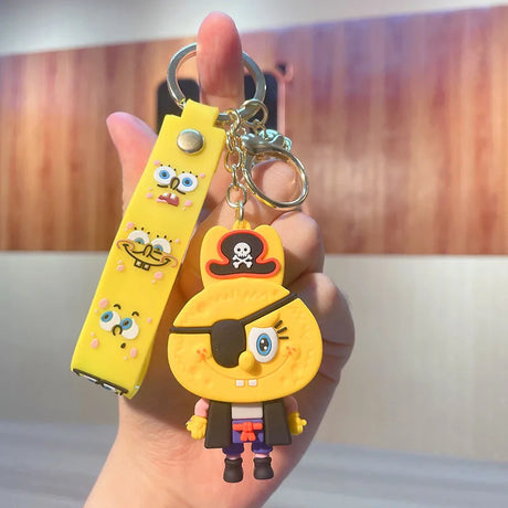 SpongeBob SquarePants Anime Figures Keychain Sandy Patrick Star Squidward Tentacles Bag Keyring Charm Kids Toys Birthday Gifts