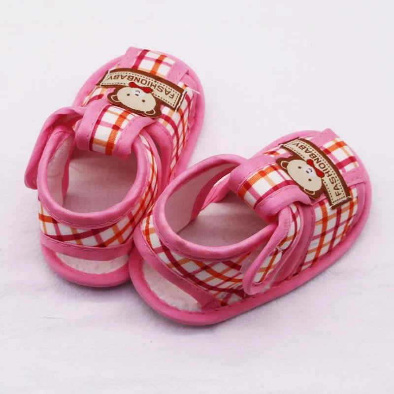 Baby Sandals Toddler Boy Girl Bear Pattern Hollow Sandals Cotton Infant Soft Sole Shoes First Walker Anti-slip Shoes