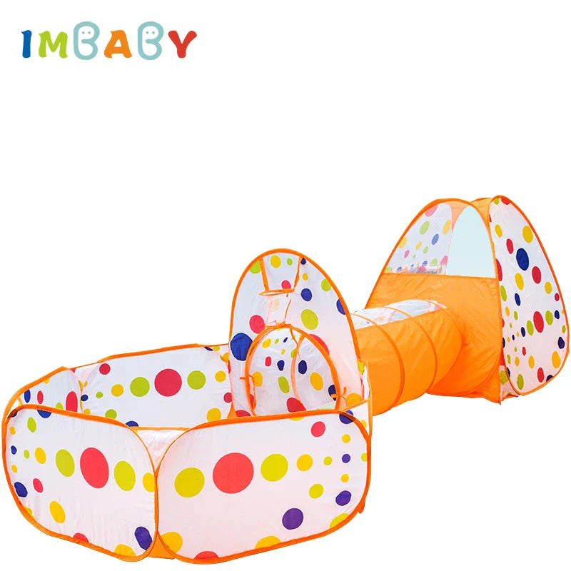 Children's Tent Foldable Baby 3In1 Playground Playpen for Children Indoor Balls for Dry Pool with Polyester Tunnel Games for Kid