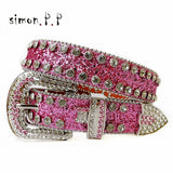 Punk Western Rhinestone Belts for Women Luxury Diamond Strap Cowgirl Cowboy Bling Crystal Pin Wide Buckle Studded Y2K Mens Belts