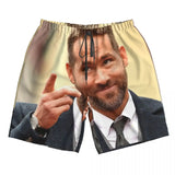 Ryan Reynolds Men's Beach Shorts Fitness Quick-drying Swimsuit Funny Street Fun 3D Shorts